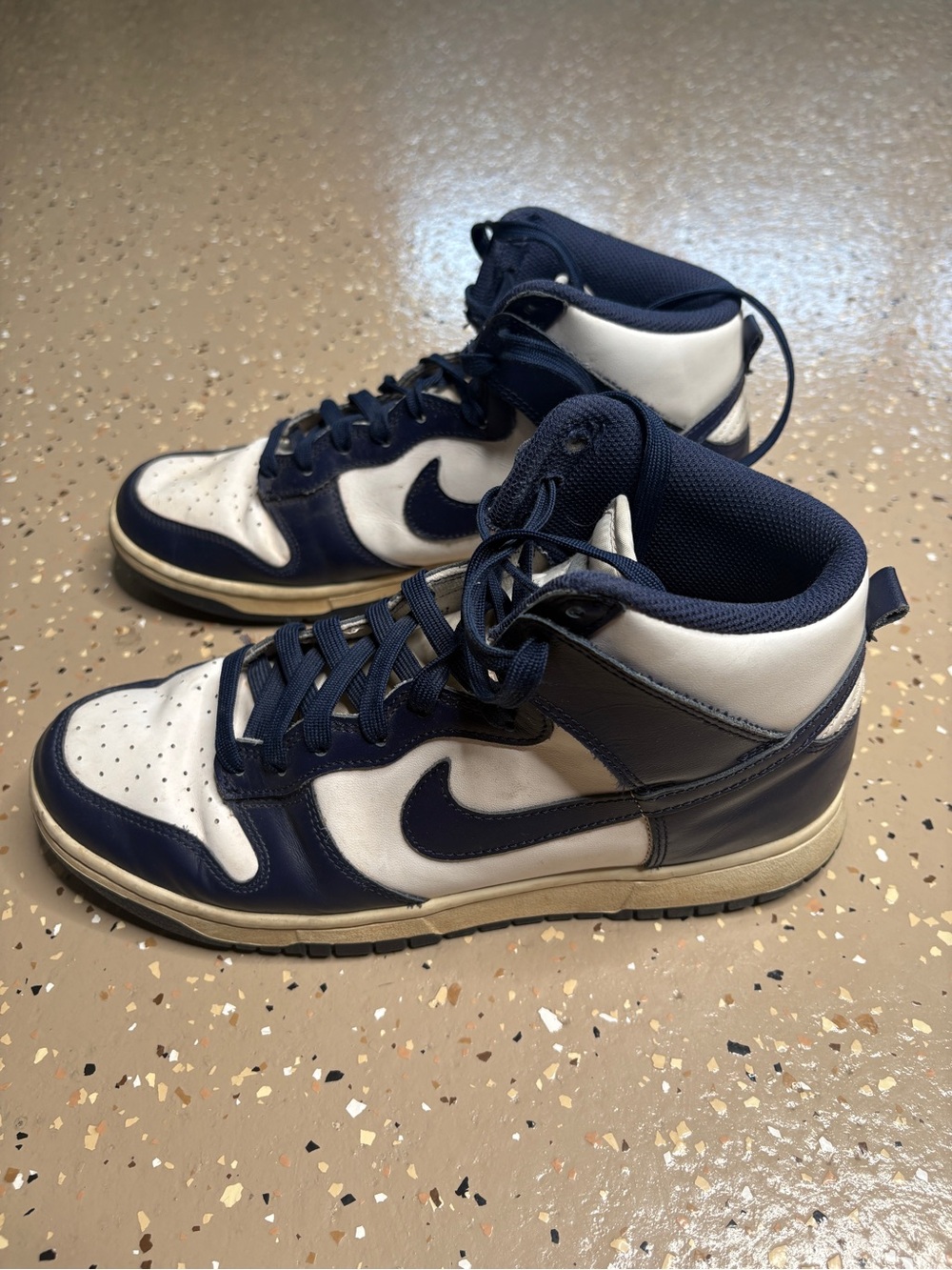 Nike Men’s High-Top Sneakers in White and Navy Blue